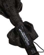 Men Black Paisley Silk Adjustable Neck Papillon Bow Tie