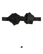 Men Black Paisley Silk Adjustable Neck Papillon Bow Tie