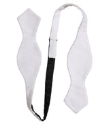 Men White 100% Silk Adjustable Neck Papillon Bow Tie