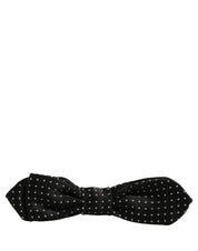 Black White Polka Dot Adjustable Neck Papillon Bow Tie