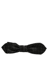 Black White Polka Dot Adjustable Neck Papillon Bow Tie