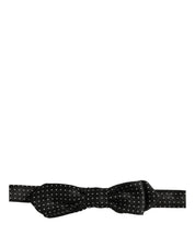 Black White Polka Dot Adjustable Neck Papillon Bow Tie
