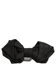 Men Black 100% Silk Adjustable Neck Papillon Bow Tie