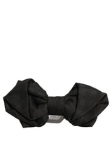 Men Black 100% Silk Adjustable Neck Papillon Bow Tie