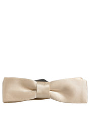 Men Beige 100% Silk Adjustable Neck Papillon Bow Tie