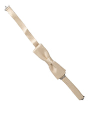 Men Beige 100% Silk Adjustable Neck Papillon Bow Tie
