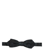 Men Black Green Paisley Adjustable Neck Papillon Bow Tie