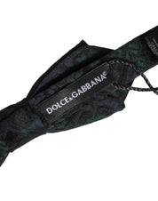 Men Black Green Paisley Adjustable Neck Papillon Bow Tie