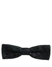 Men Black Green Paisley Adjustable Neck Papillon Bow Tie