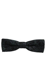 Men Black Green Paisley Adjustable Neck Papillon Bow Tie