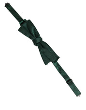 Men Dark Green Silk Adjustable Neck Papillon Bow Tie
