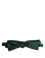 Men Dark Green Silk Adjustable Neck Papillon Bow Tie