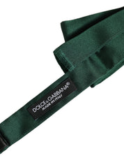 Men Dark Green Silk Adjustable Neck Papillon Bow Tie