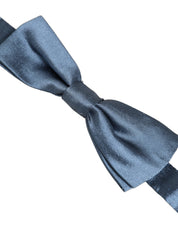 Men Light Blue Silk Adjustable Neck Papillon Bow Tie