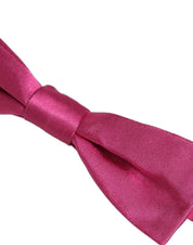 Men Pink 100% Silk Adjustable Neck Papillon Bow Tie