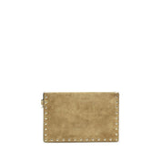 Beige Suede Leather Clutch Bag