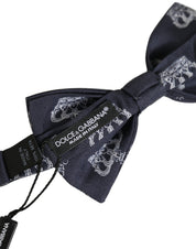 Men Black Crown Silk Adjustable Neck Papillon Bow Tie