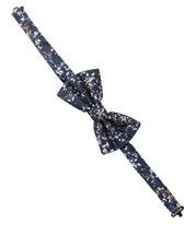 Men Navy Blue Floral Adjustable Neck Papillon Bow Tie