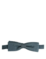Men Steel Blue 100% Silk Adjustable Neck Papillon Bow Tie