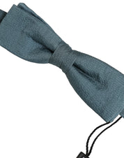 Men Steel Blue 100% Silk Adjustable Neck Papillon Bow Tie