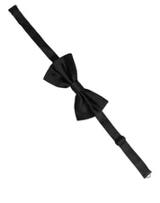 Men Black 100% Silk Adjustable Neck Papillon Bow Tie