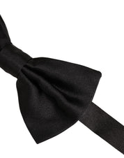 Men Black 100% Silk Adjustable Neck Papillon Bow Tie