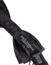 Men Dark Gray Geometric Adjustable Neck Bow Tie