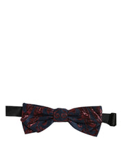 Men Blue Red Paisley Adjustable Neck Papillon Bow Tie