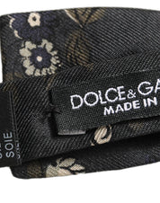 Men Black Floral Silk Adjustable Neck Papillon Bow Tie