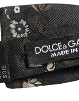Men Black Floral Silk Adjustable Neck Papillon Bow Tie