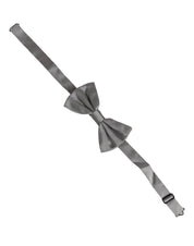 Men Gray 100% Silk Adjustable Neck Papillon Bow Tie