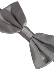 Men Gray 100% Silk Adjustable Neck Papillon Bow Tie
