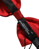 Men Black Red Silk Adjustable Neck Papillon Bow Tie