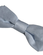 Men Light Blue Silk Adjustable Neck Papillon Bow Tie