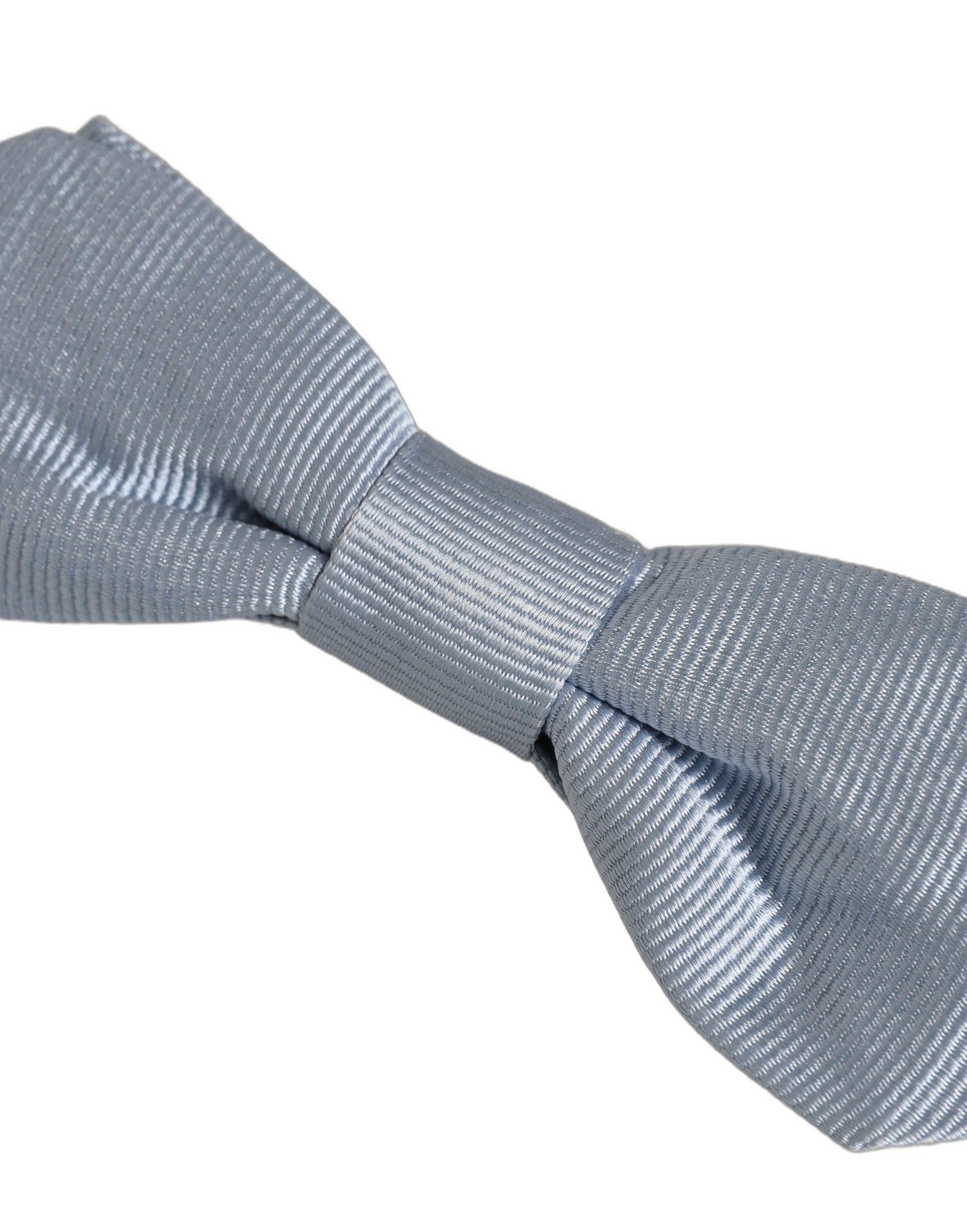 Men Light Blue Silk Adjustable Neck Papillon Bow Tie