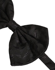 Men Black Patterned Adjustable Neck Papillon Bow Tie