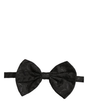 Men Black Patterned Adjustable Neck Papillon Bow Tie