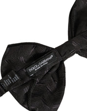 Men Black Patterned Adjustable Neck Papillon Bow Tie