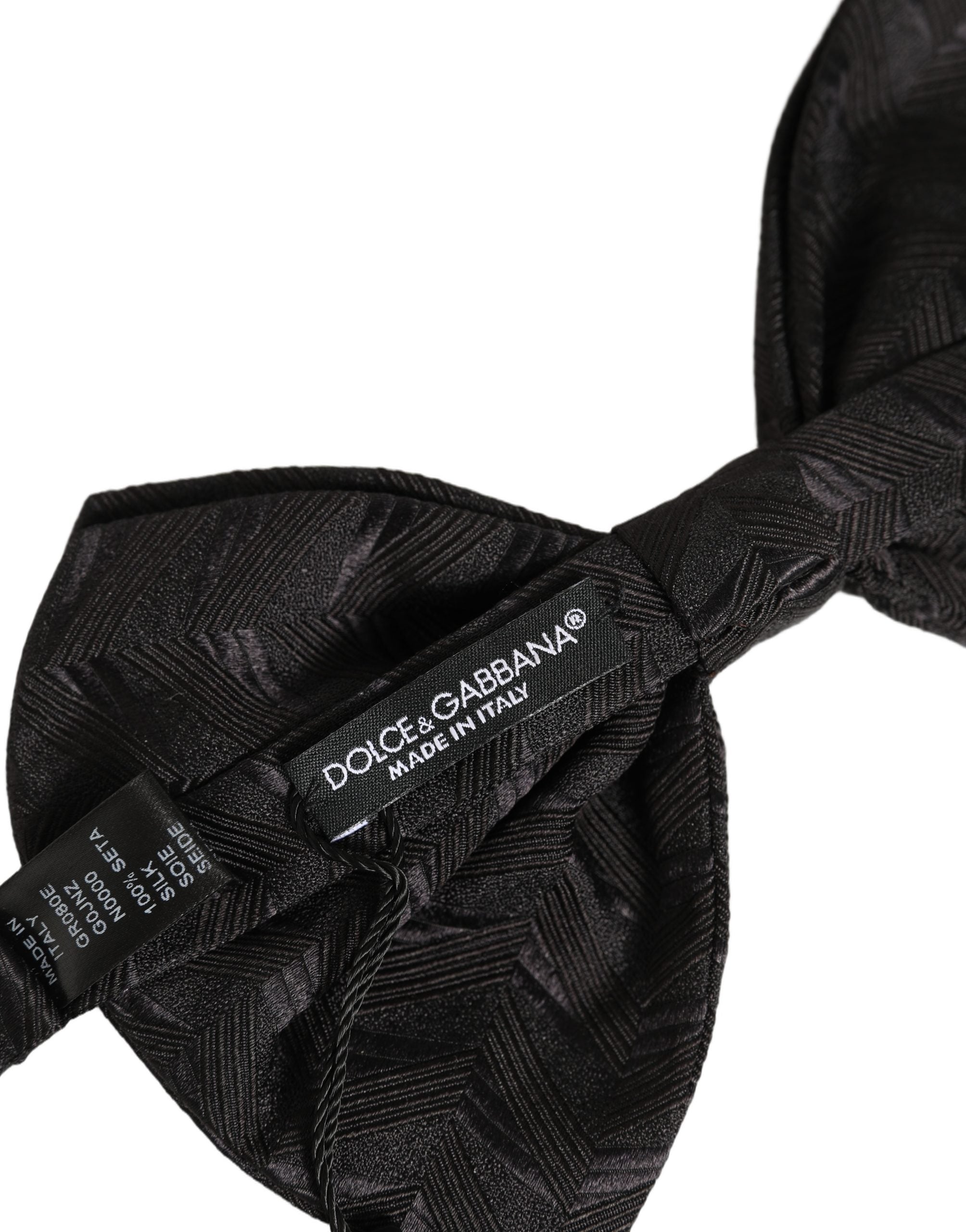 Men Black Patterned Adjustable Neck Papillon Bow Tie