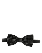 Men Black White PolkaDot Adjustable Bow Tie