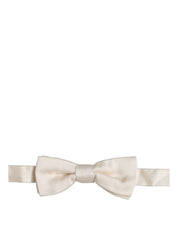 Men Off White 100% Silk Adjustable Neck Papillon Bow Tie