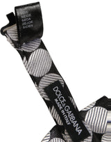 Men Black Silver Circles Adjustable Neck Papillon Bow Tie