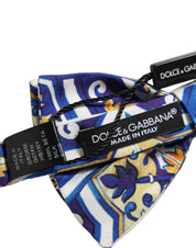Men Multicolor Majolica Adjustable Neck Papillon Bow Tie