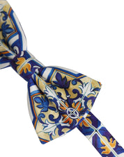 Men Multicolor Majolica Adjustable Neck Papillon Bow Tie