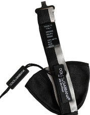 Black Silver 100% Silk Adjustable Neck Papillon Bow Tie
