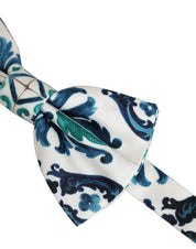 Men White Sicilian Silk Adjustable Neck Papillon Bow Tie