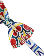 Men Multicolor Majolica Adjustable Neck Papillon Bow Tie