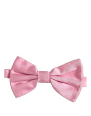 Men Pink 100% Silk Adjustable Neck Papillon Bow Tie