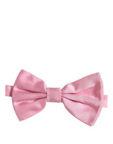 Men Pink 100% Silk Adjustable Neck Papillon Bow Tie