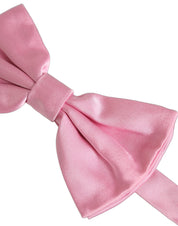 Men Pink 100% Silk Adjustable Neck Papillon Bow Tie